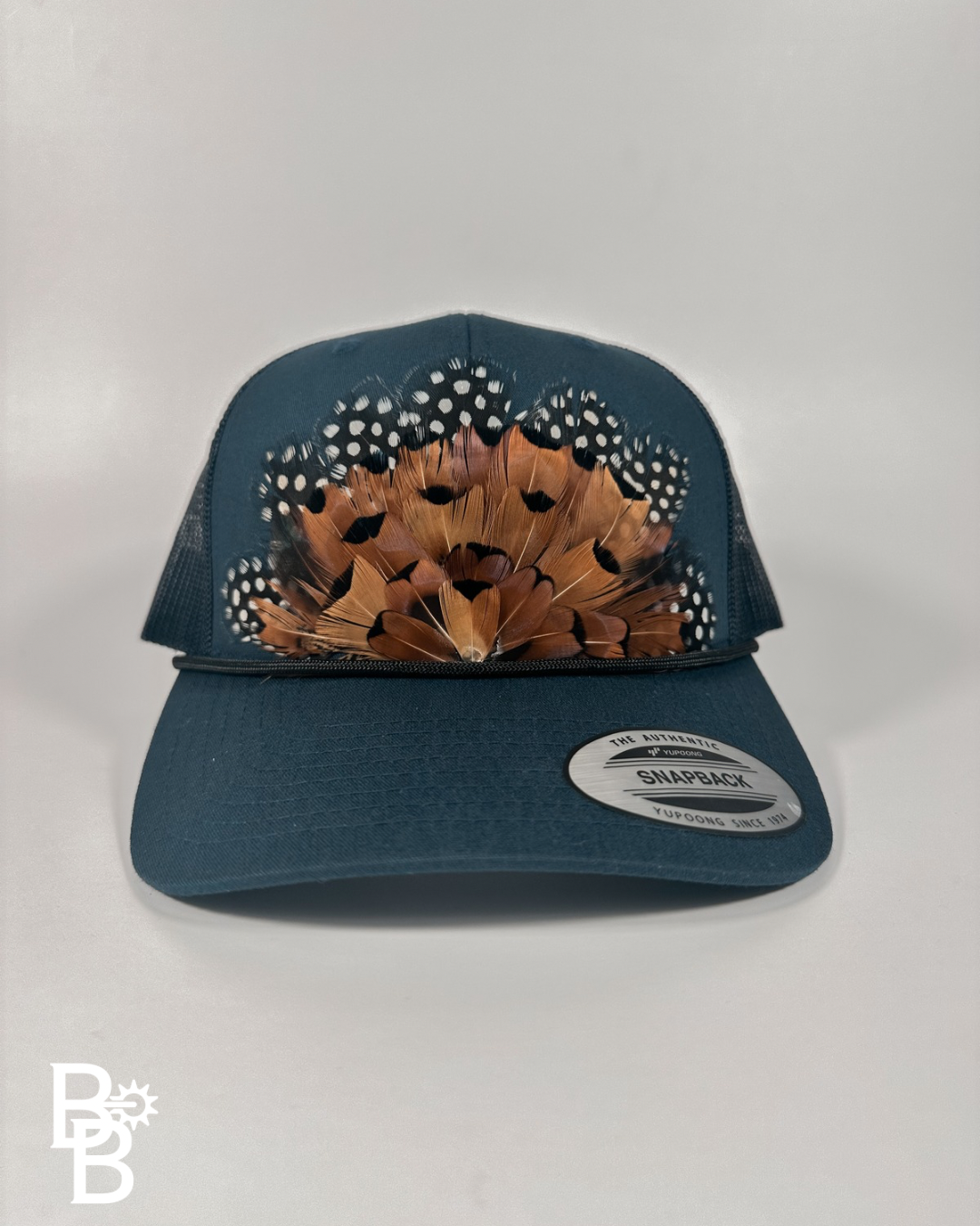Navy Feather Trucker Hat
