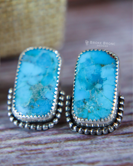 Kingman Turquoise Sterling Silver Stud Earrings