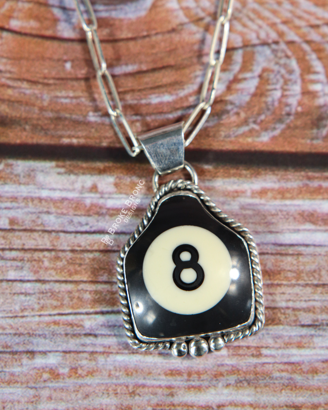 8 Ball Billiard .925 Sterling Silver Pendant