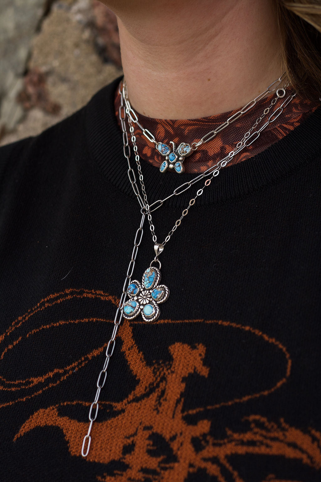 Golden Hills Turquoise Cluster Necklace