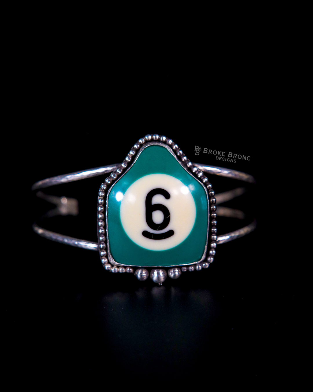 6 Ball Billiard .925 Sterling Silver Bracelet Cuff