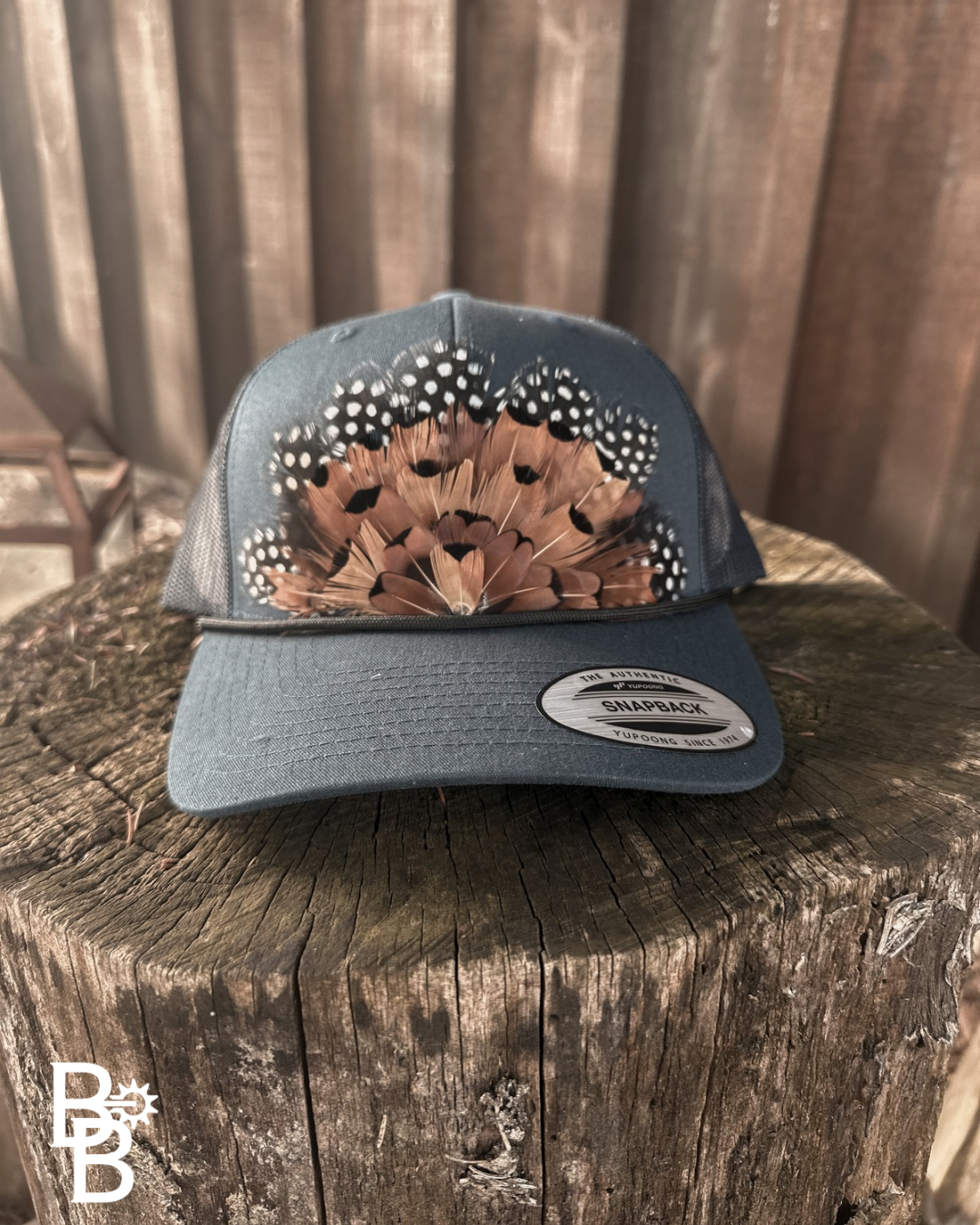 Navy Feather Trucker Hat