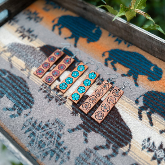 Leather Flower Earrings (3 Colours)