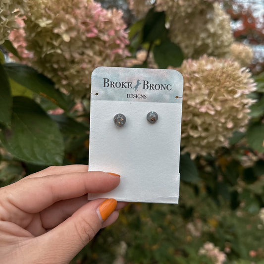 Grey/Gold Foil Stud Earrings