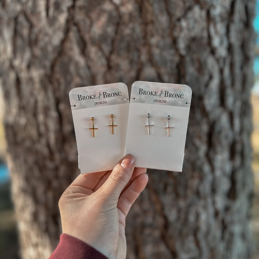 Dainty Cross Stud Earrings (2 Colours)
