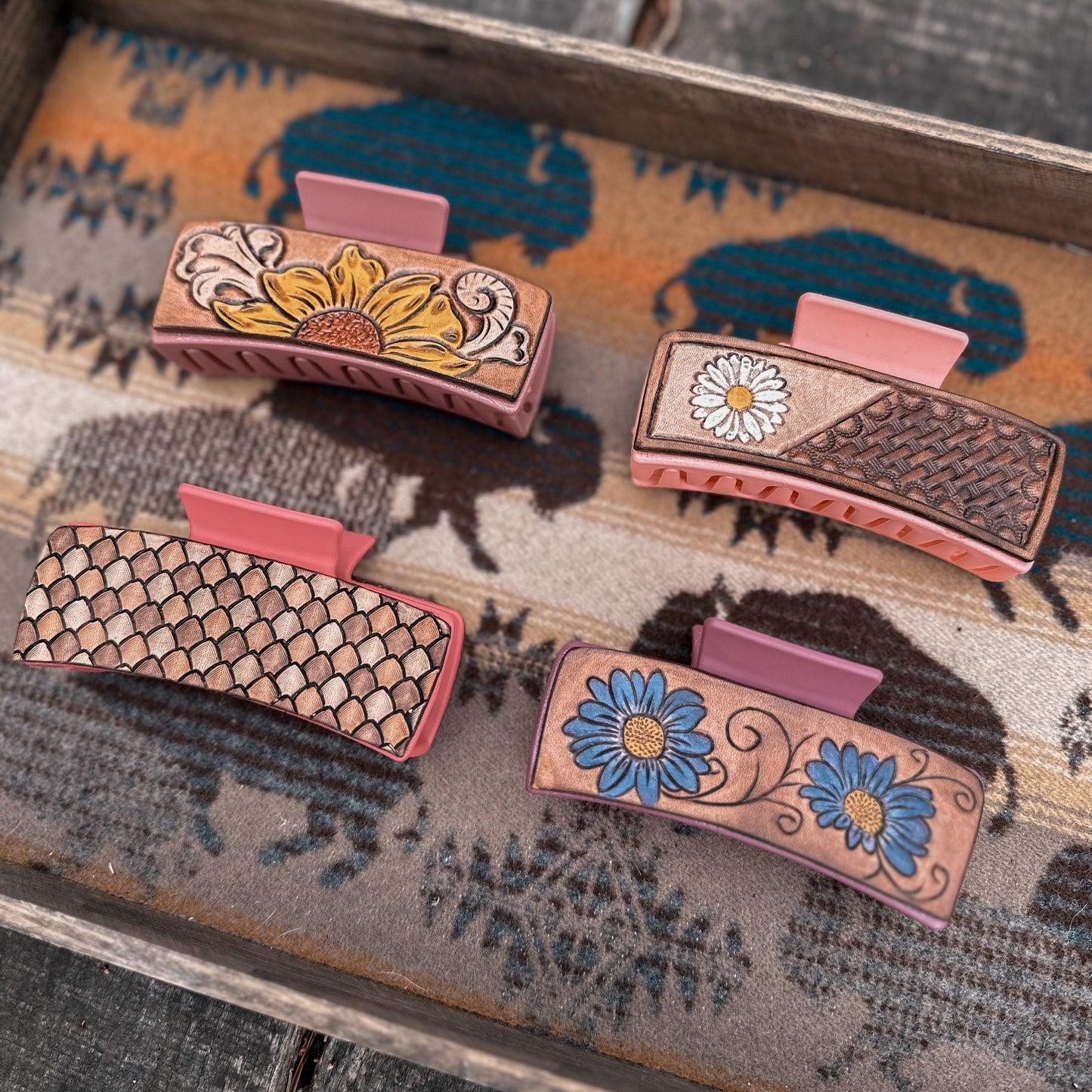 Large Leather Hair Clips