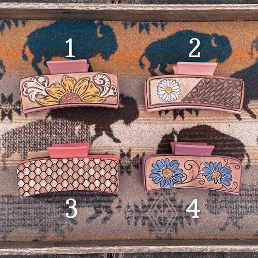 Large Leather Hair Clips