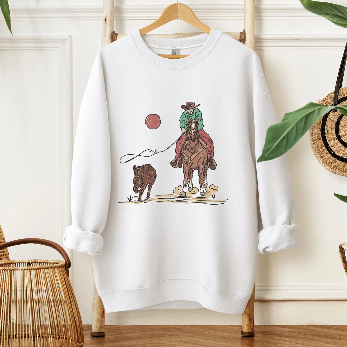Roping Cowboy Crewneck Unisex Sweatshirt