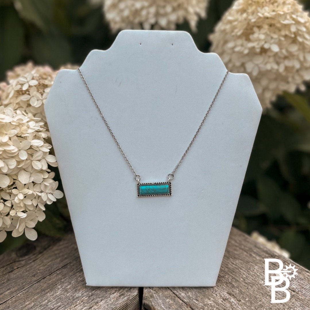 Rustic Western Turquoise Bar Necklace