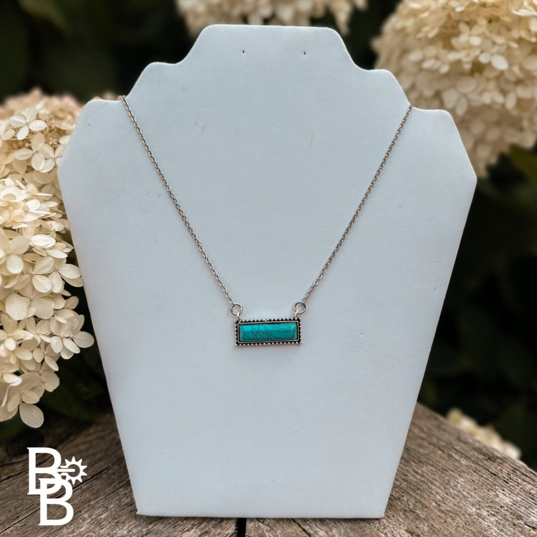 Rustic Western Turquoise Bar Necklace