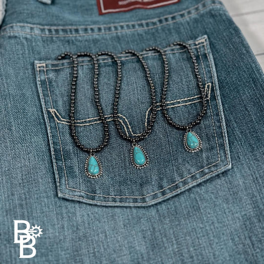 Faux Teardrop Turquoise Pendent Navajo Necklace