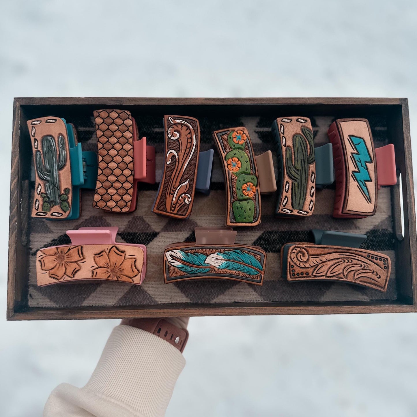 Medium Leather Hair Clips