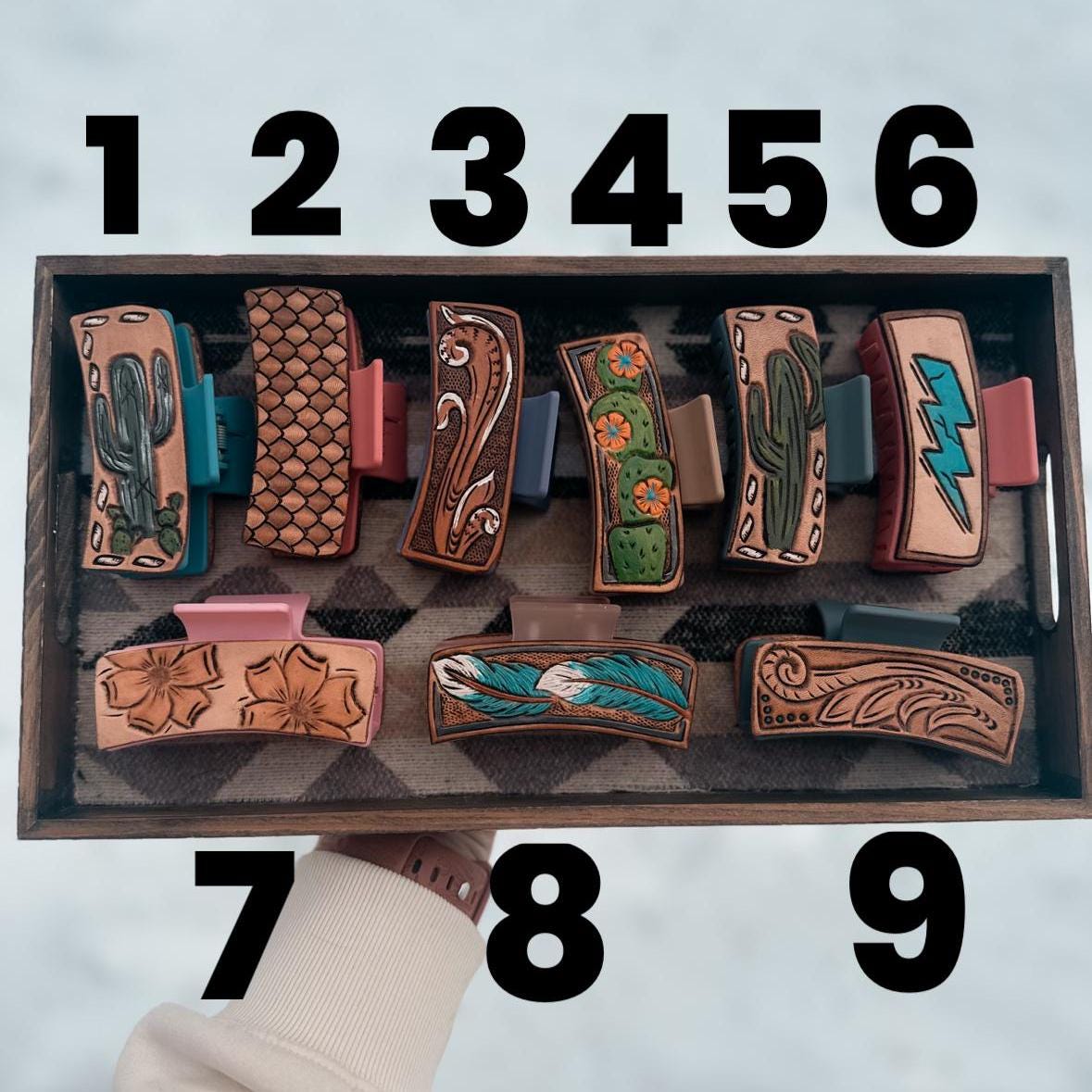 Medium Leather Hair Clips