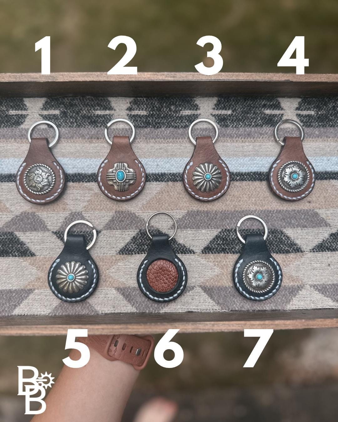 Handmade Concho Leather Keychains