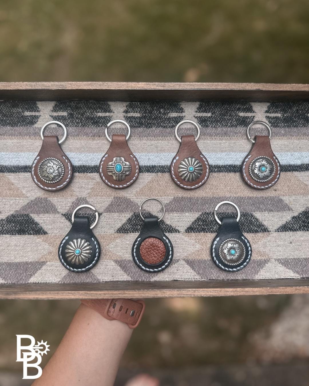 Handmade Concho Leather Keychains