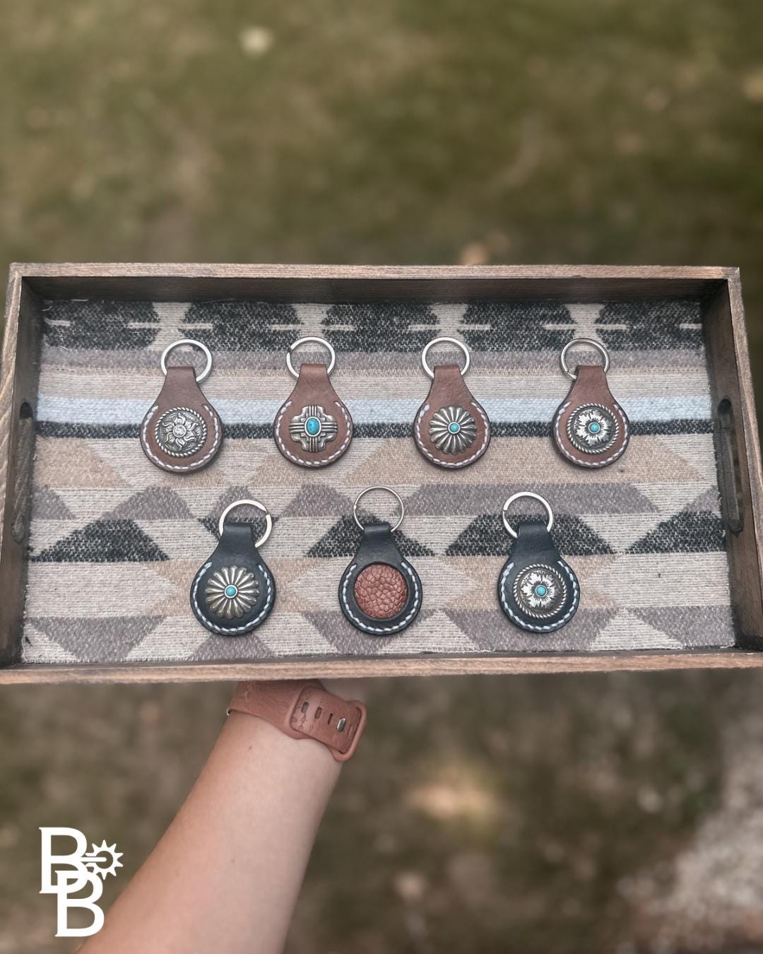 Handmade Concho Leather Keychains
