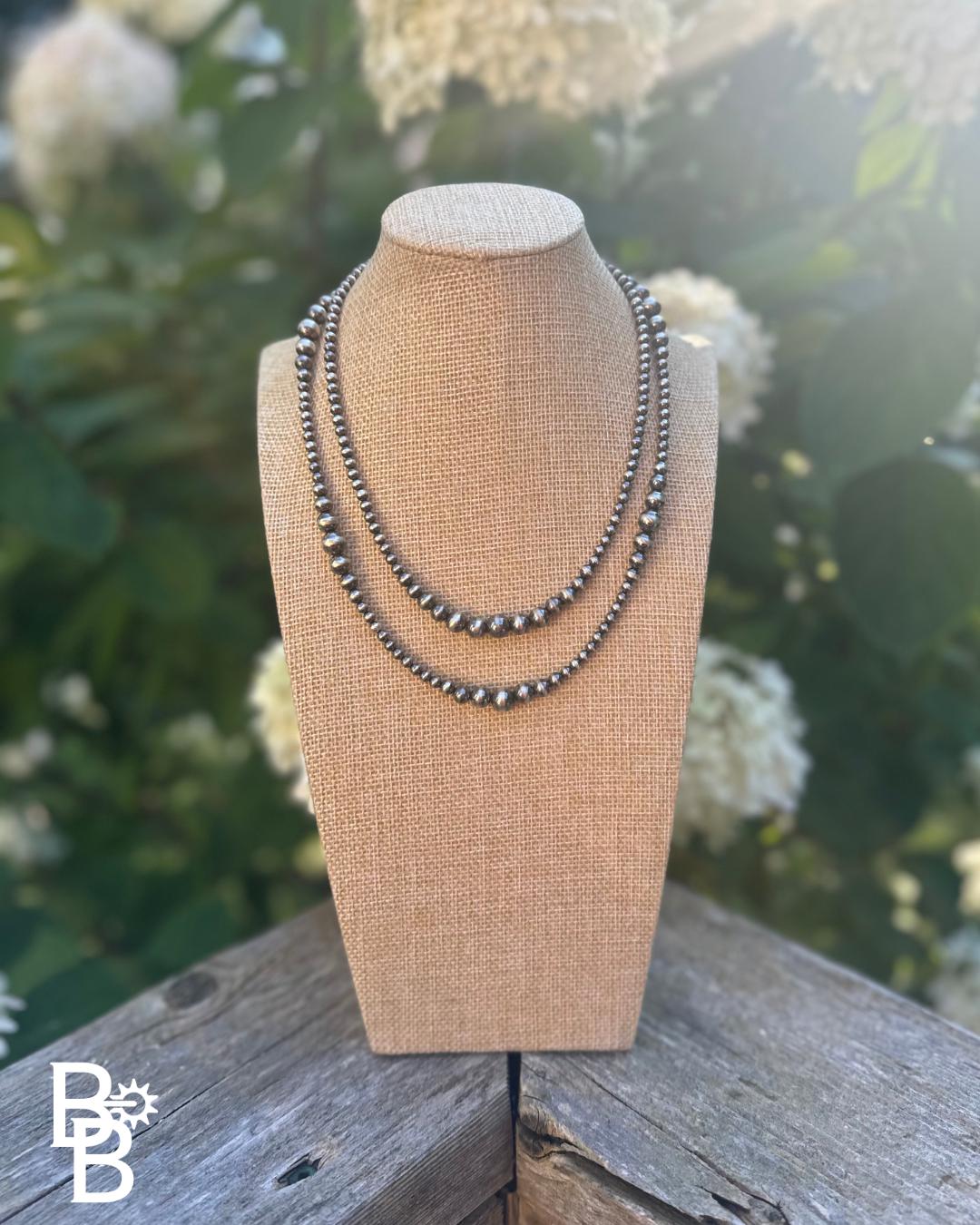Authentic Sterling Silver Navajo Pearl Necklace 4-8mm 16"-18"