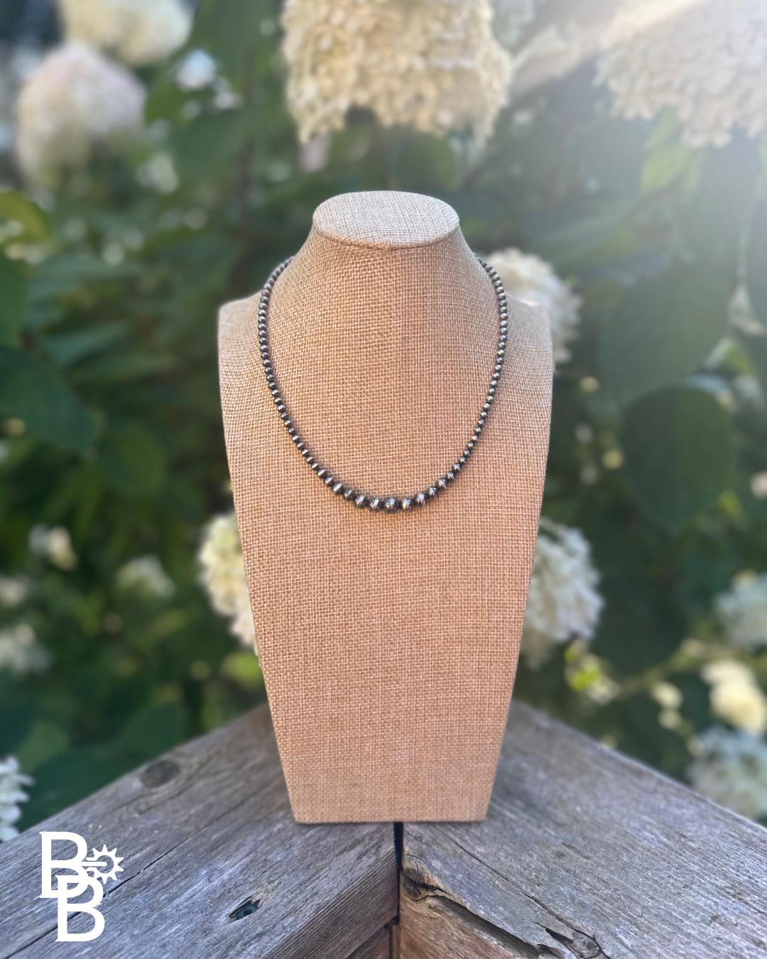 Authentic Sterling Silver Navajo Pearl Necklace 4-8mm 16"-18"