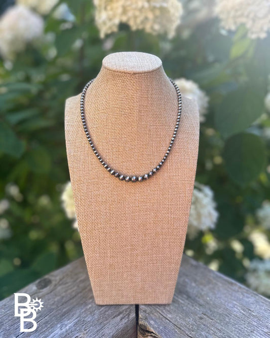 Authentic Sterling Silver Navajo Pearl Necklace 4-8mm 16"-18"