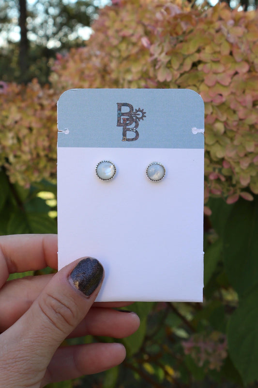 Mother of Pearl Sterling Silver Stud Earrings