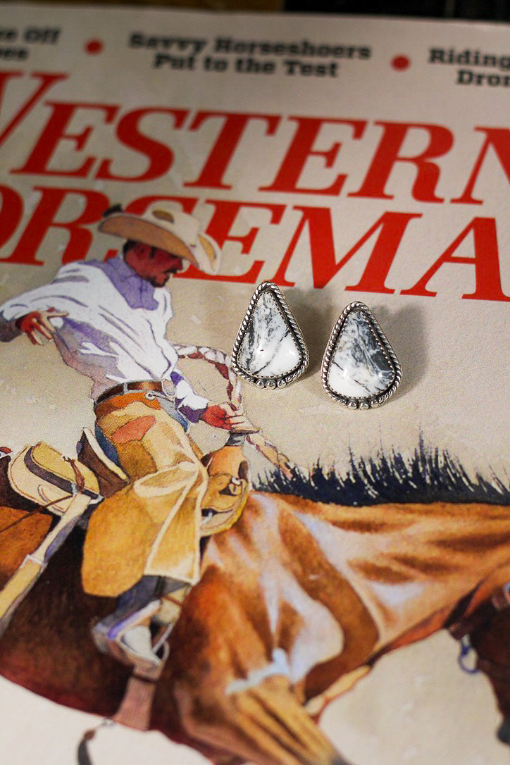 White Buffalo Stud Earrings