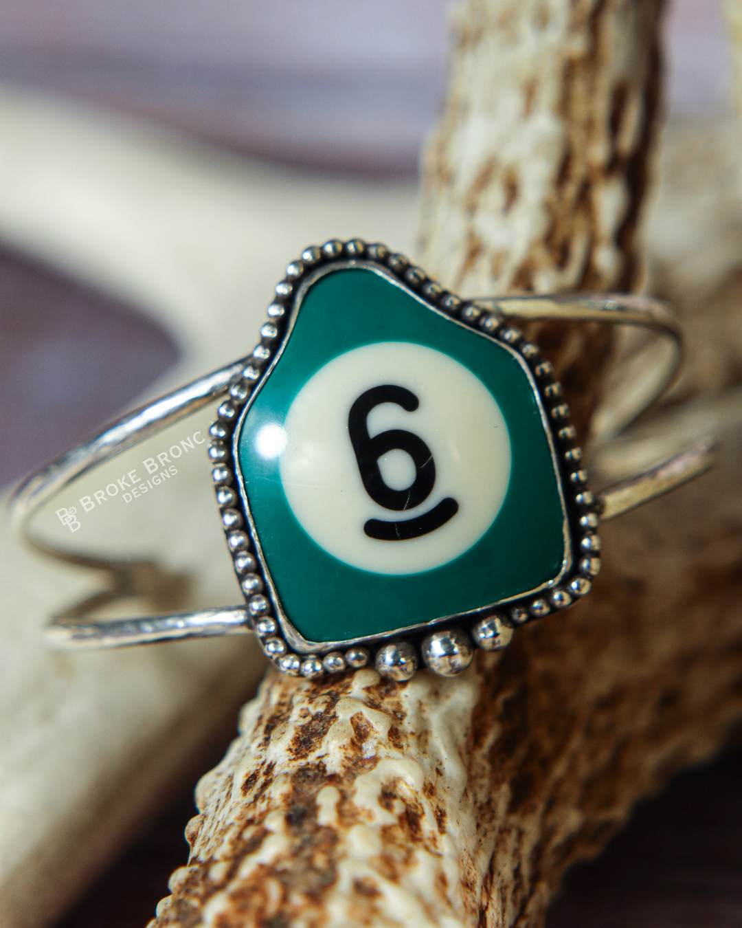 6 Ball Billiard .925 Sterling Silver Bracelet Cuff