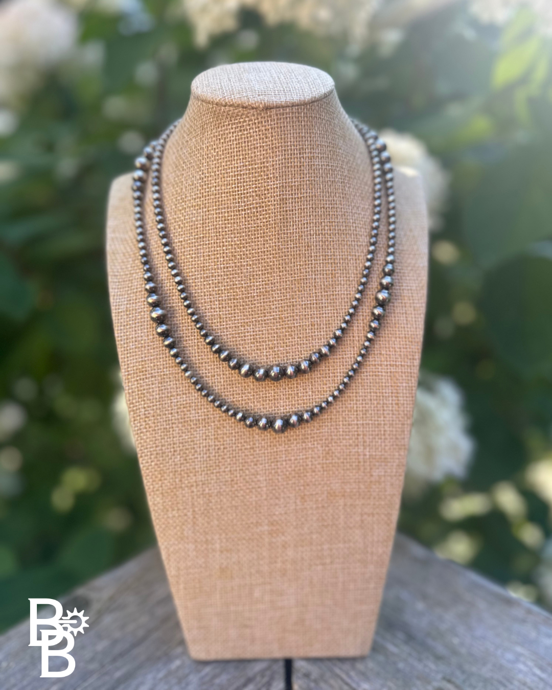 4mm-8mm Graduated Sterling Silver Navajo Pearl Necklace 18-20"