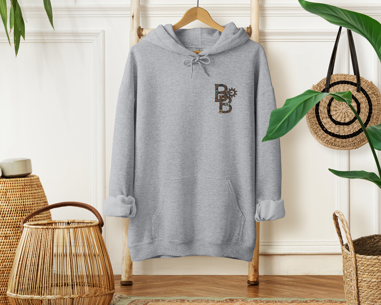 Tooled BB Designs Cattle Brand Corner Logo Unisex Hoodie