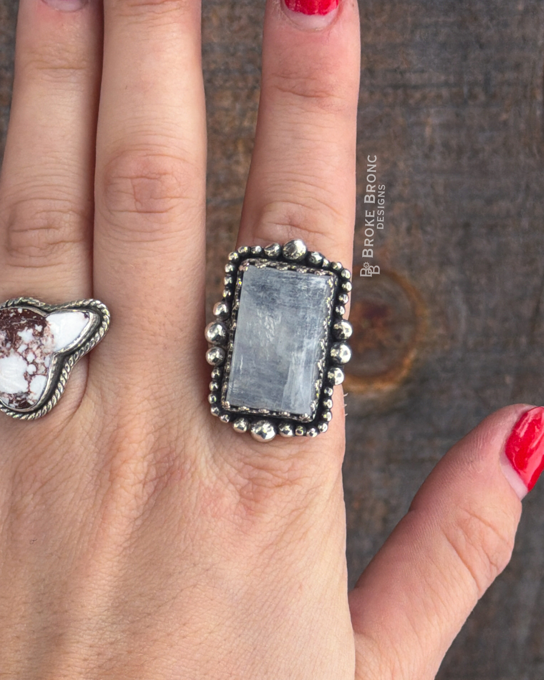 Rainbow Moonstone Sterling Silver Ring - Size 7.5