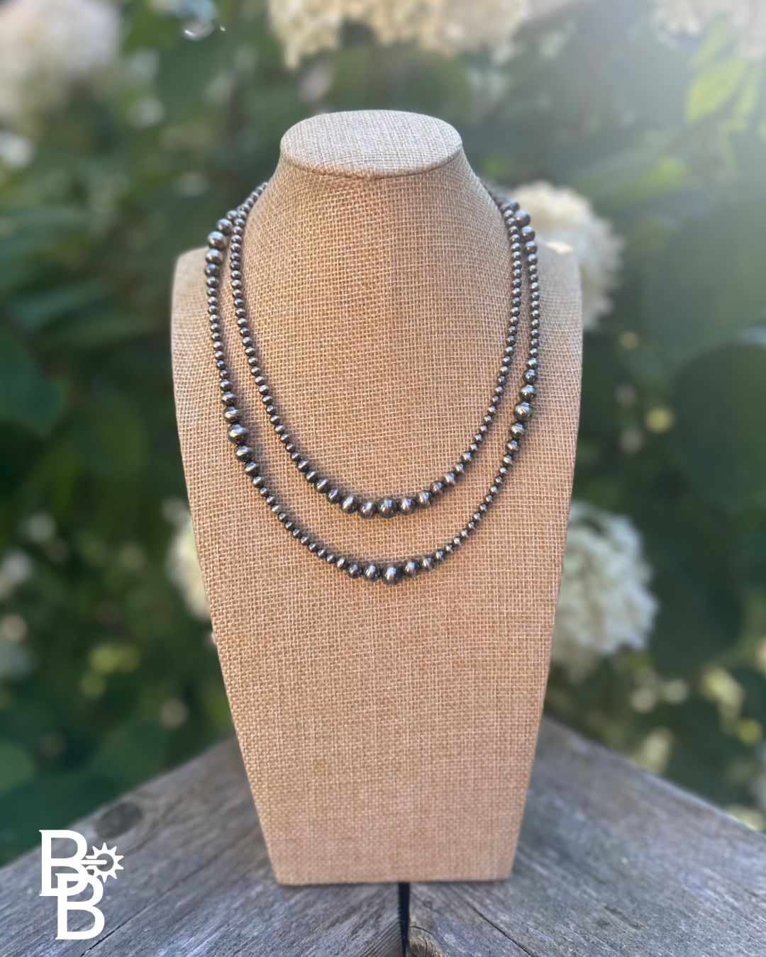 4mm-8mm Graduated Sterling Silver Navajo Pearl Necklace 18-20"