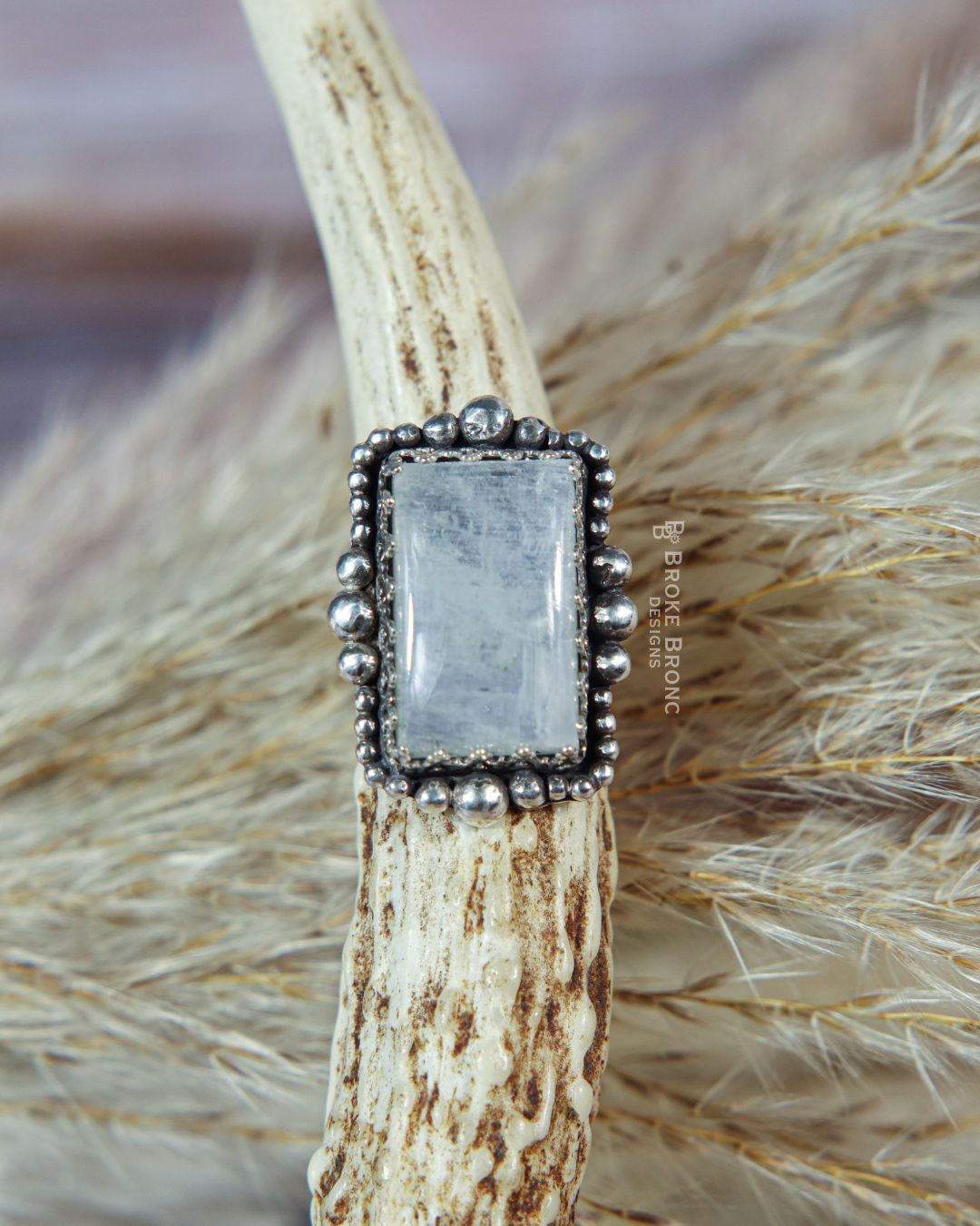 Rainbow Moonstone Sterling Silver Ring - Size 7.5