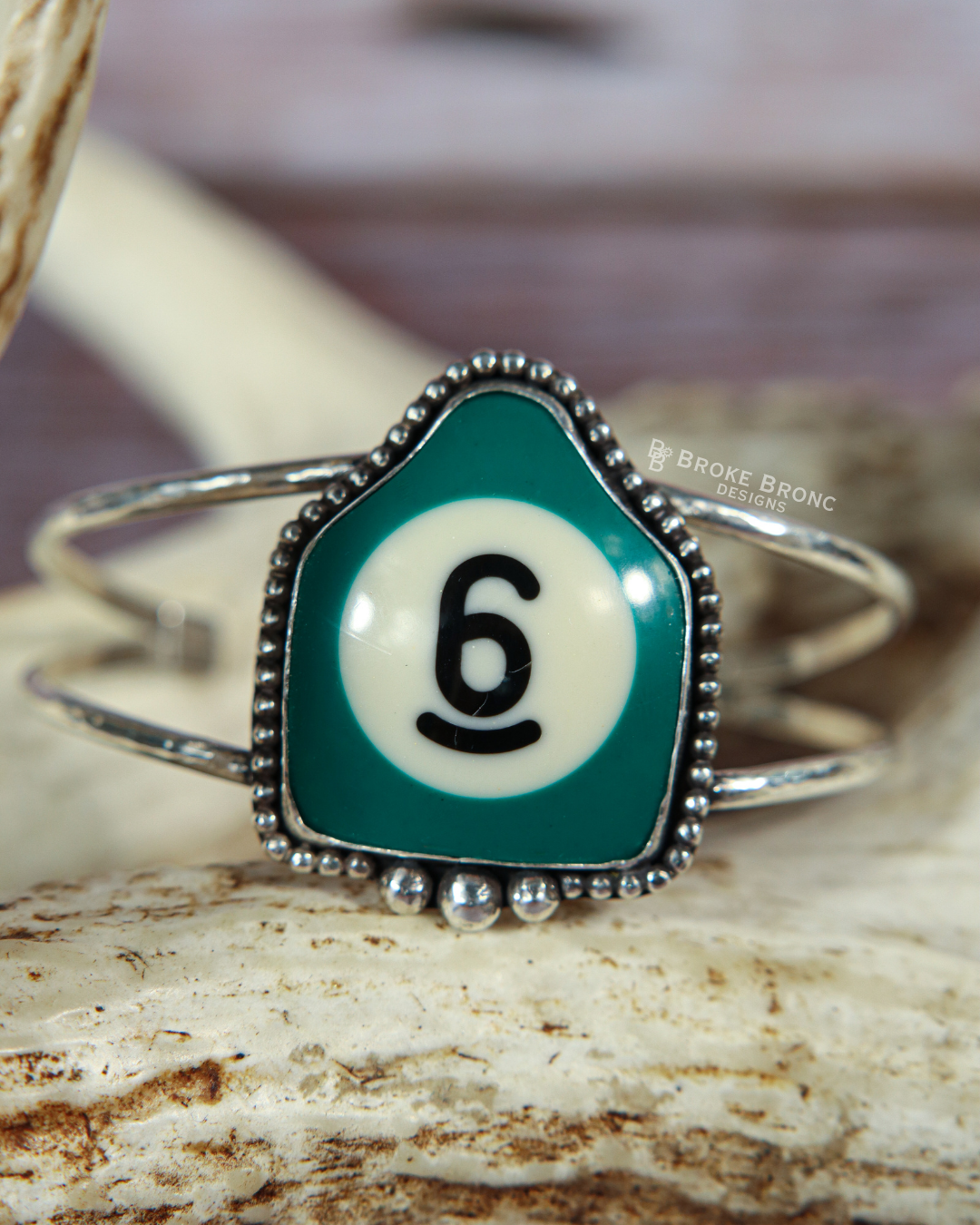 6 Ball Billiard .925 Sterling Silver Bracelet Cuff