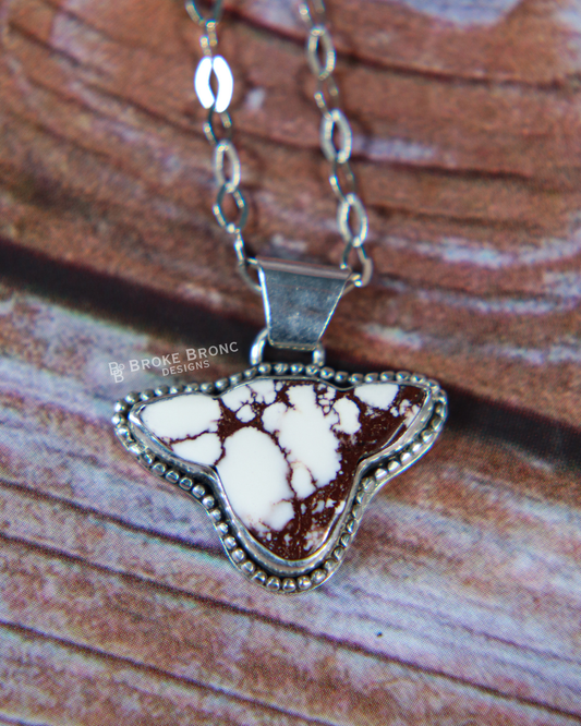 Wild Horse Cow Head Sterling Silver Necklace