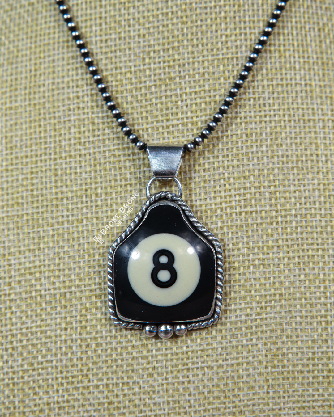 8 Ball Billiard .925 Sterling Silver Pendant