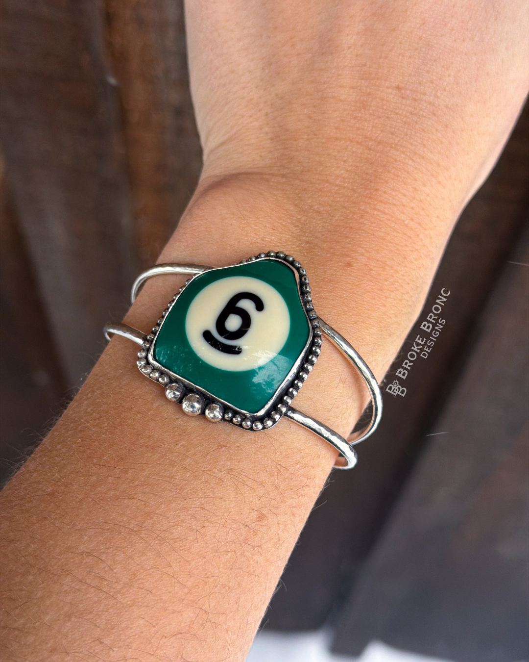 6 Ball Billiard .925 Sterling Silver Bracelet Cuff