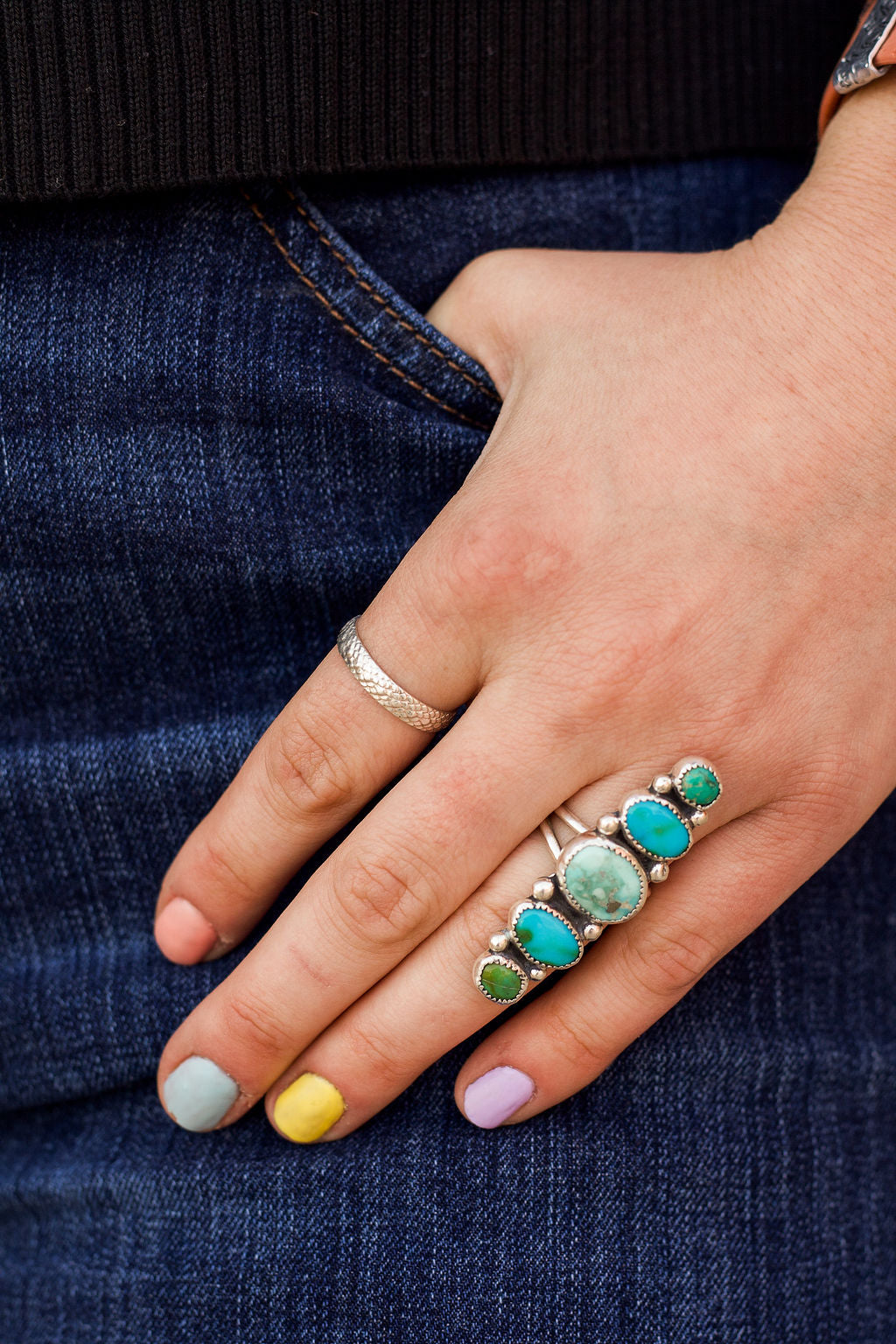 White Water & Sonoran Mountain Turquoise Ring (Size 7)