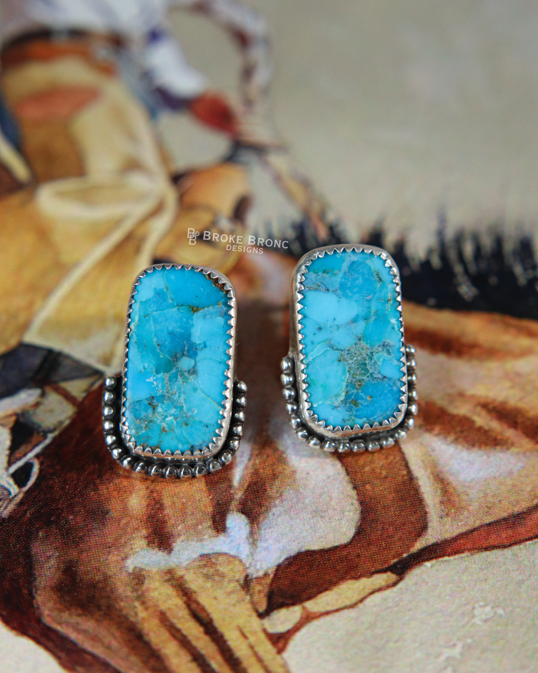Kingman Turquoise Sterling Silver Stud Earrings