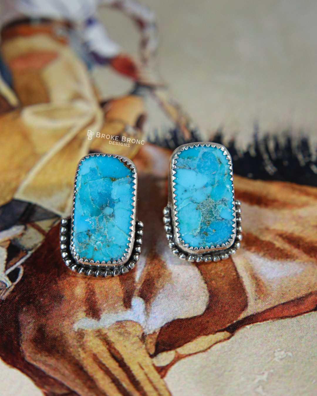 Kingman Turquoise Sterling Silver Stud Earrings