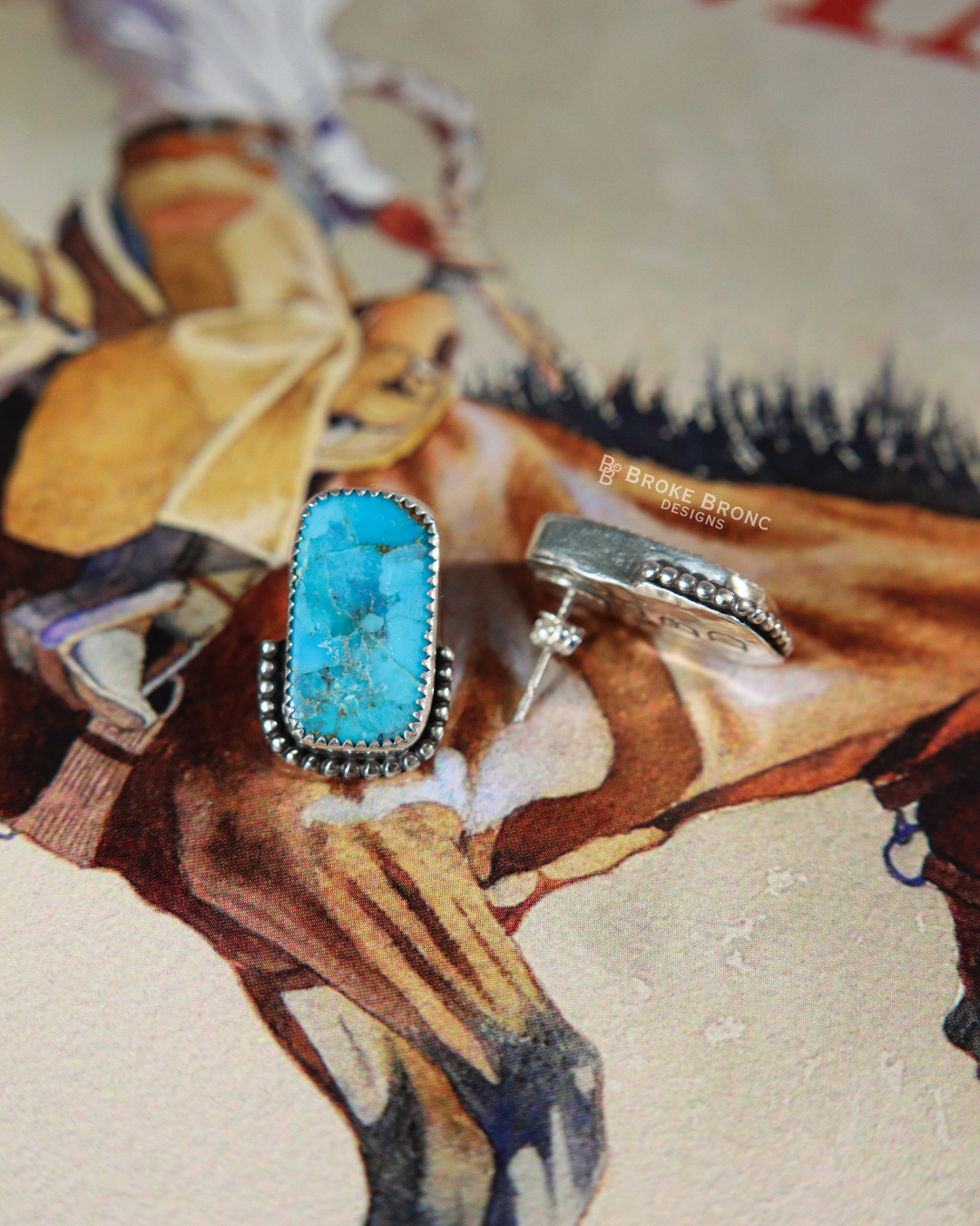 Kingman Turquoise Sterling Silver Stud Earrings