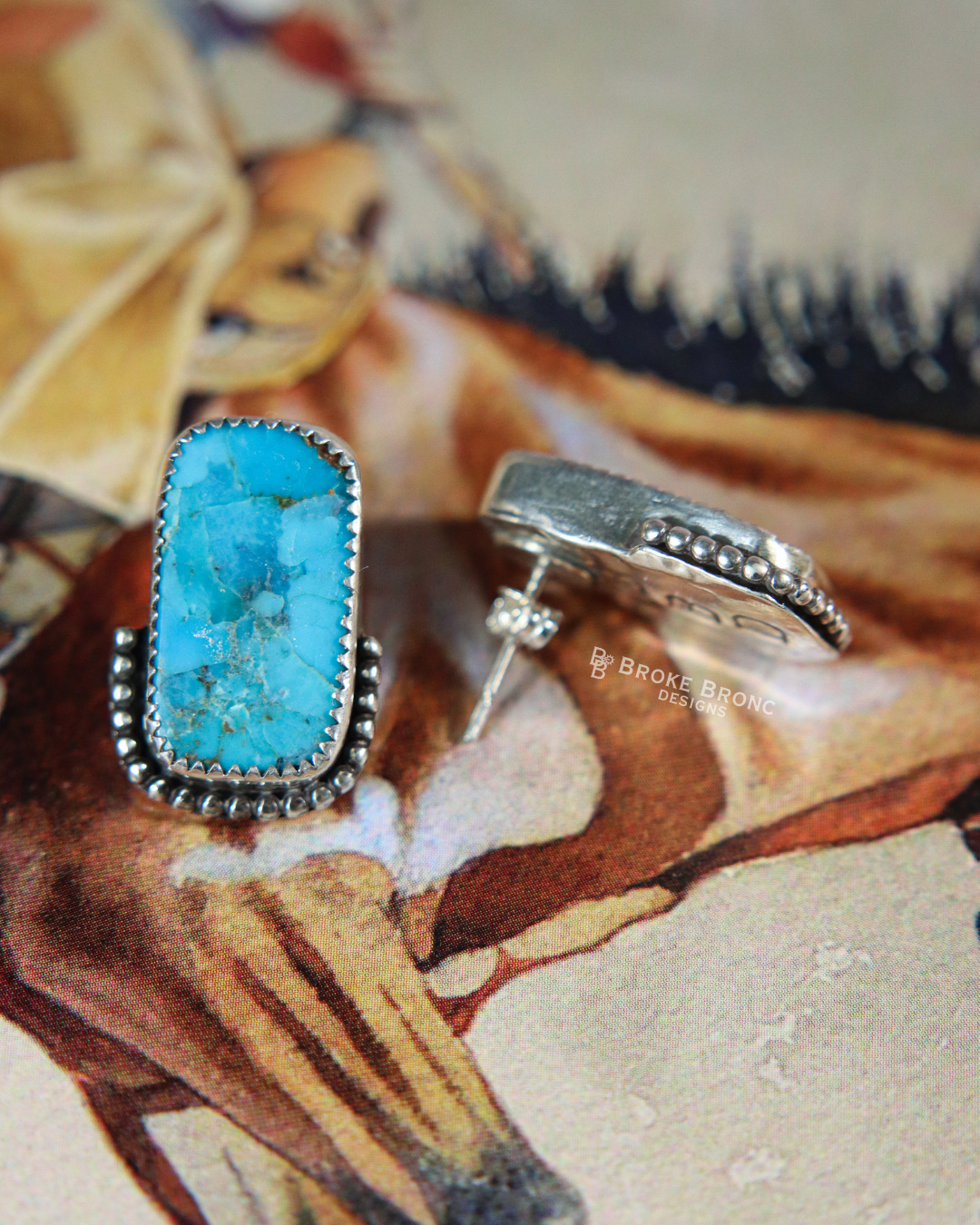 Kingman Turquoise Sterling Silver Stud Earrings