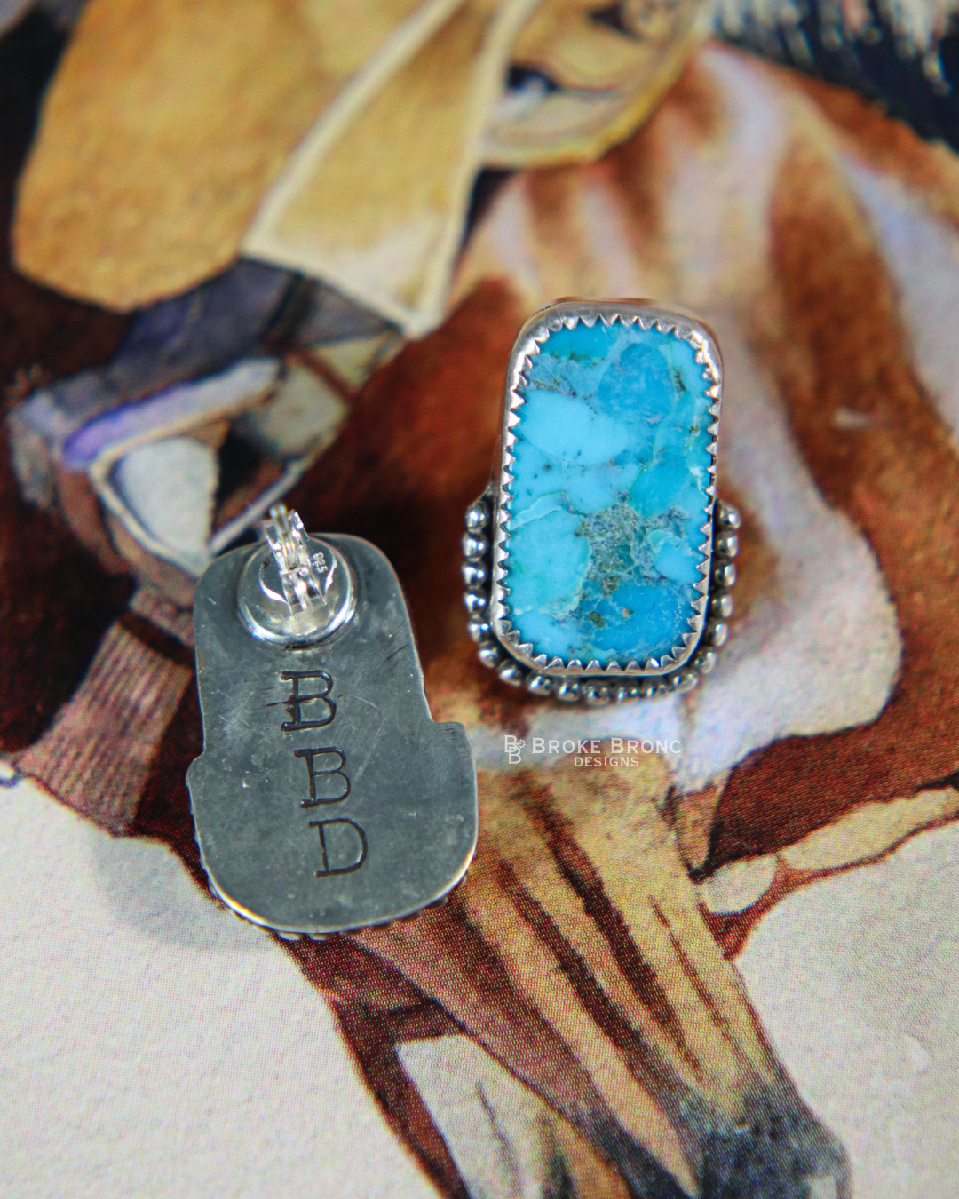 Kingman Turquoise Sterling Silver Stud Earrings