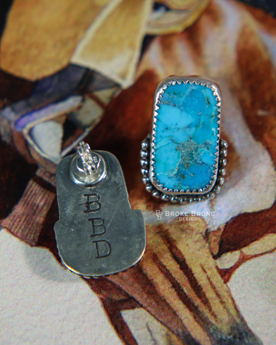 Kingman Turquoise Sterling Silver Stud Earrings