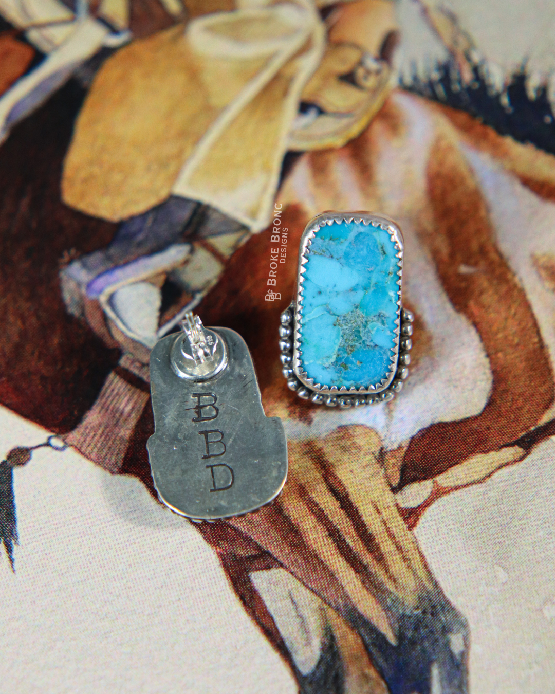 Kingman Turquoise Sterling Silver Stud Earrings