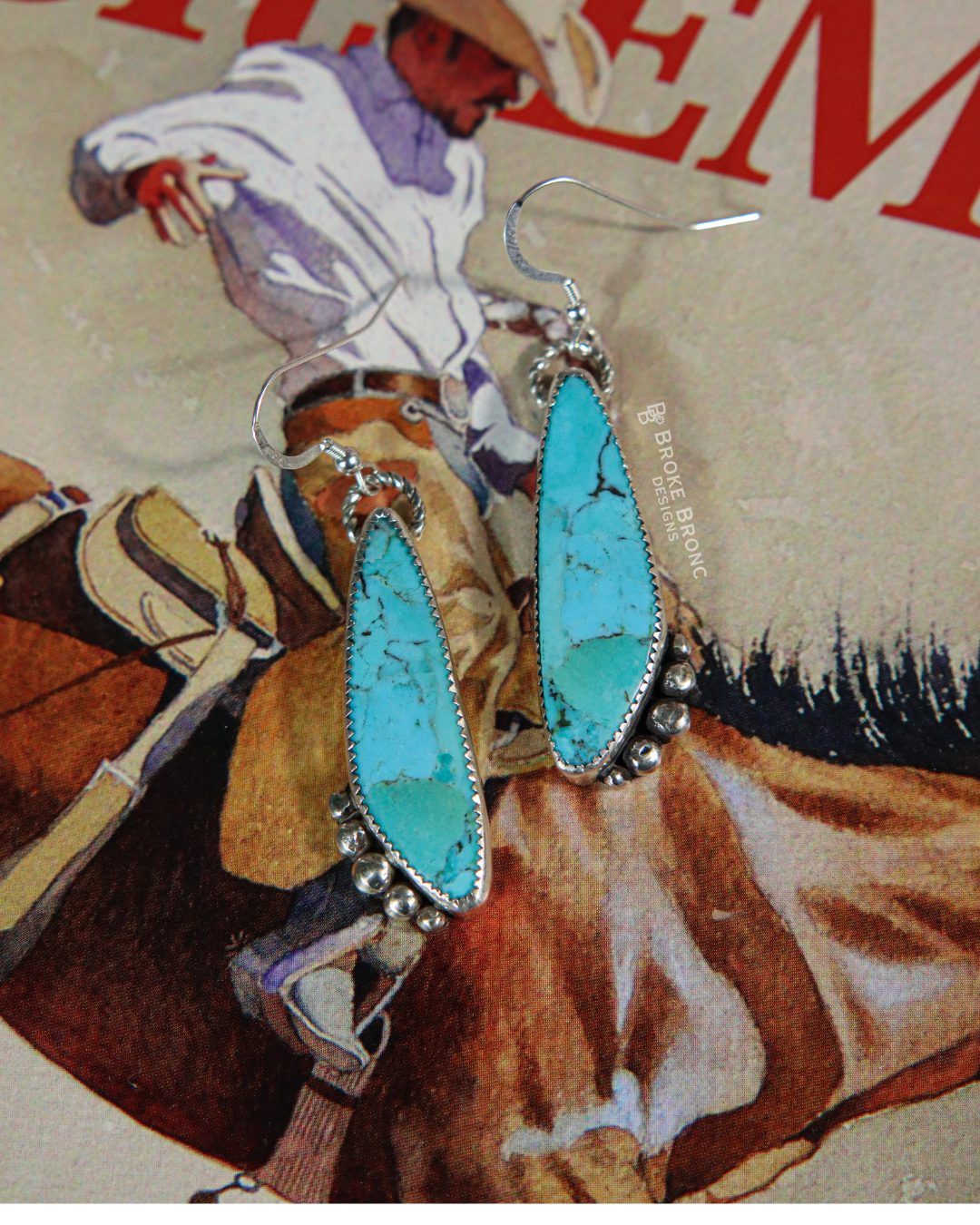 Kingman Turquoise Sterling Silver Drop Earrings