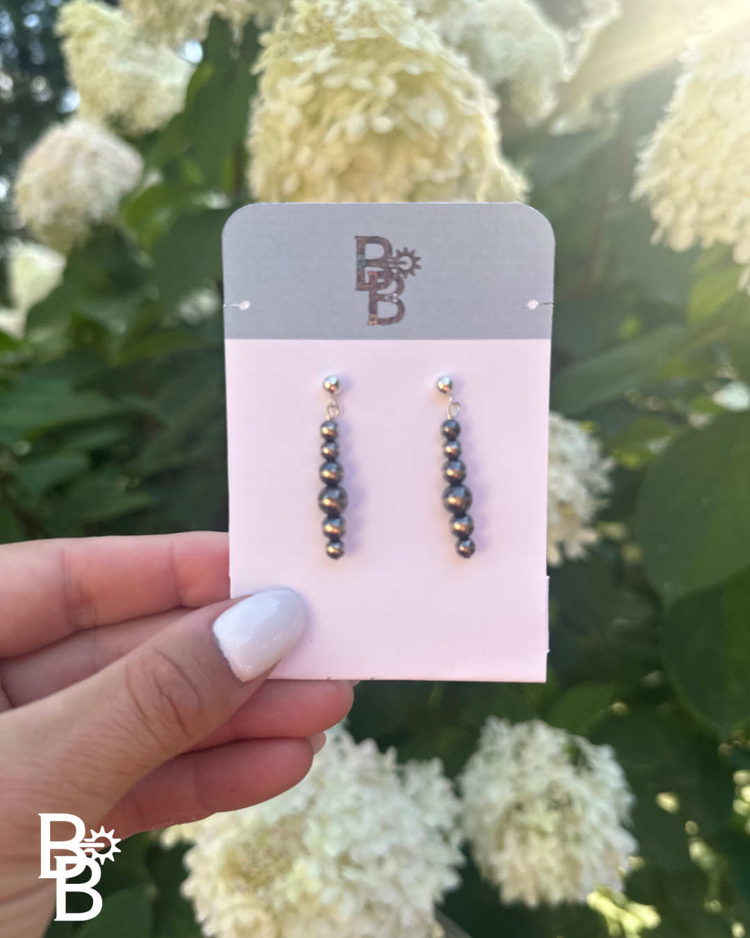 4mm-6mm Graduated Sterling Silver Navajo Pearl Earrings