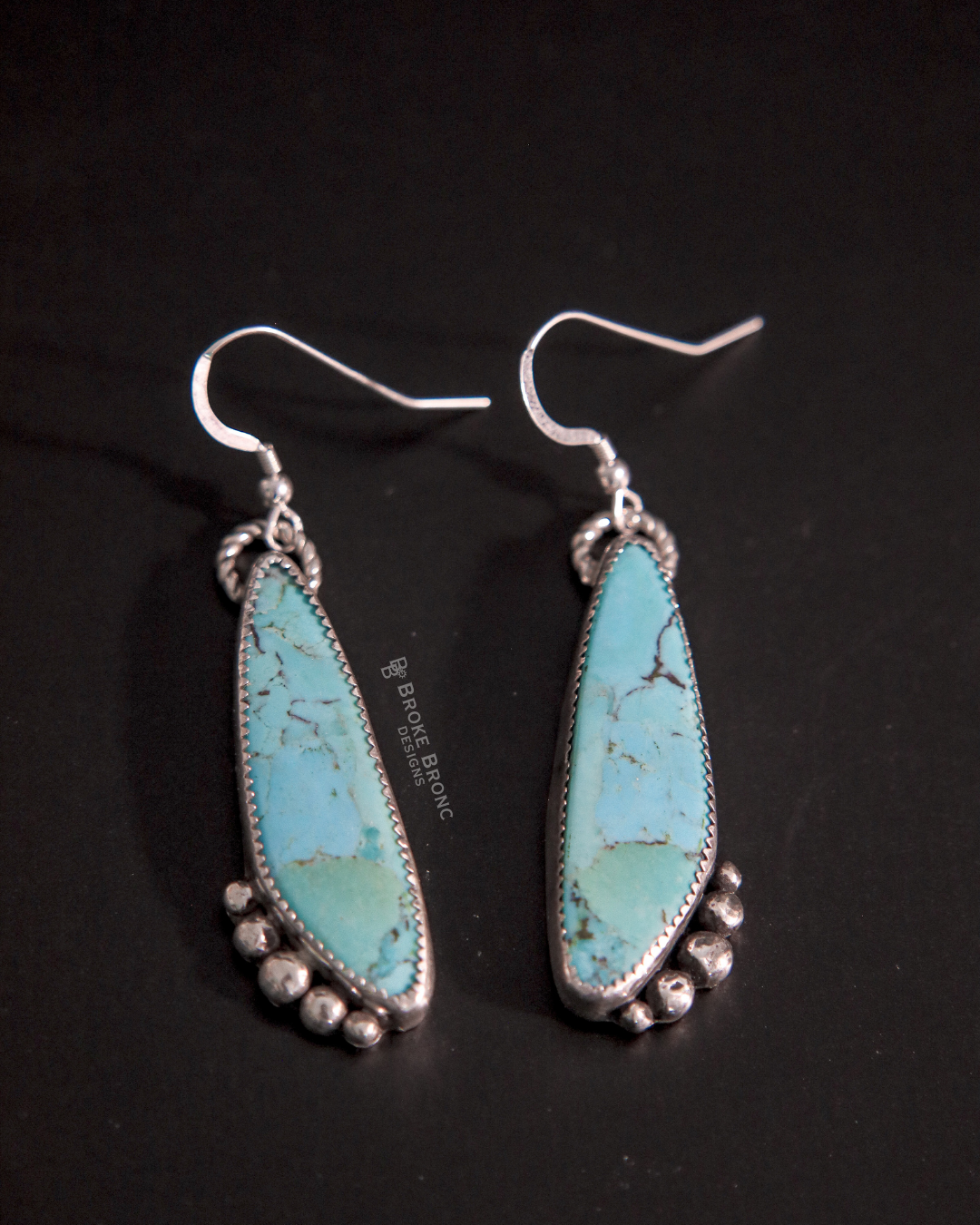 Kingman Turquoise Sterling Silver Drop Earrings