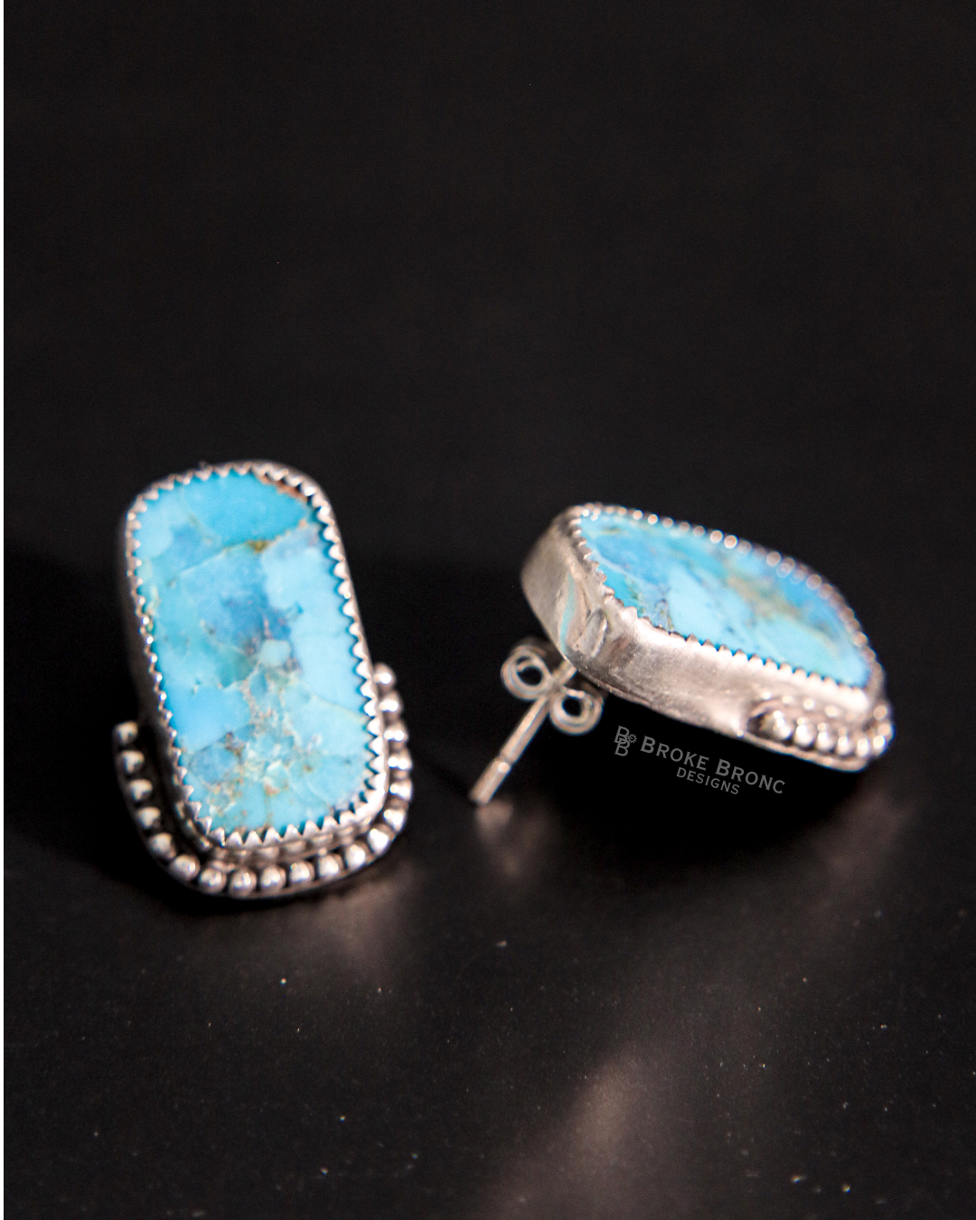 Kingman Turquoise Sterling Silver Stud Earrings