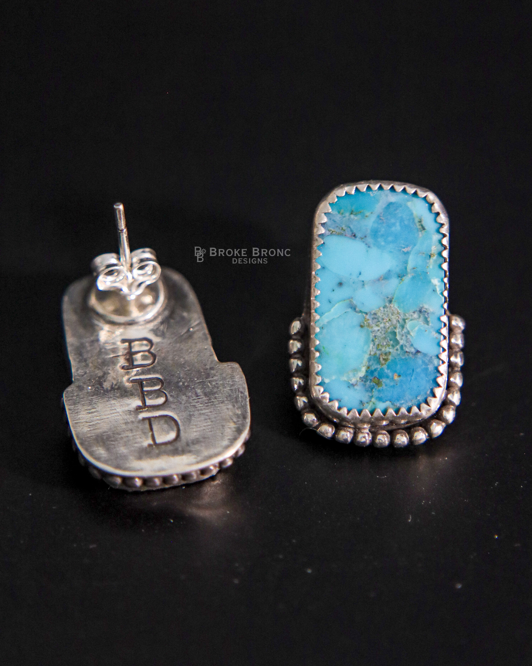 Kingman Turquoise Sterling Silver Stud Earrings
