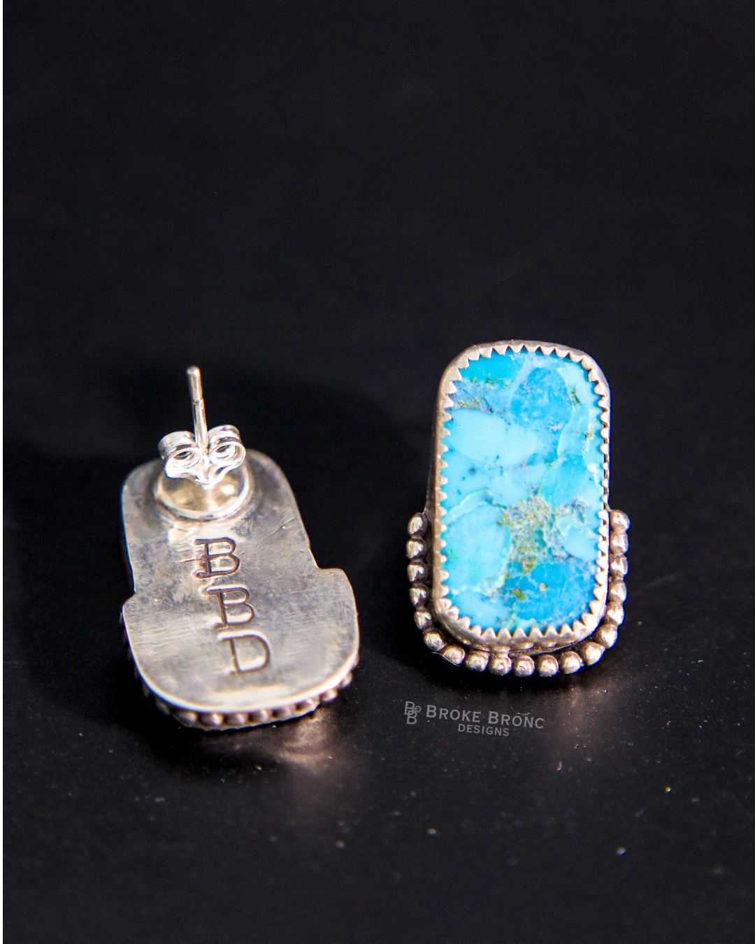 Kingman Turquoise Sterling Silver Stud Earrings