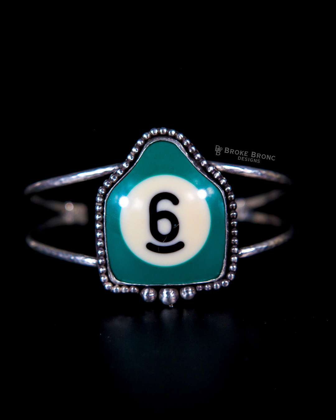 6 Ball Billiard .925 Sterling Silver Bracelet Cuff